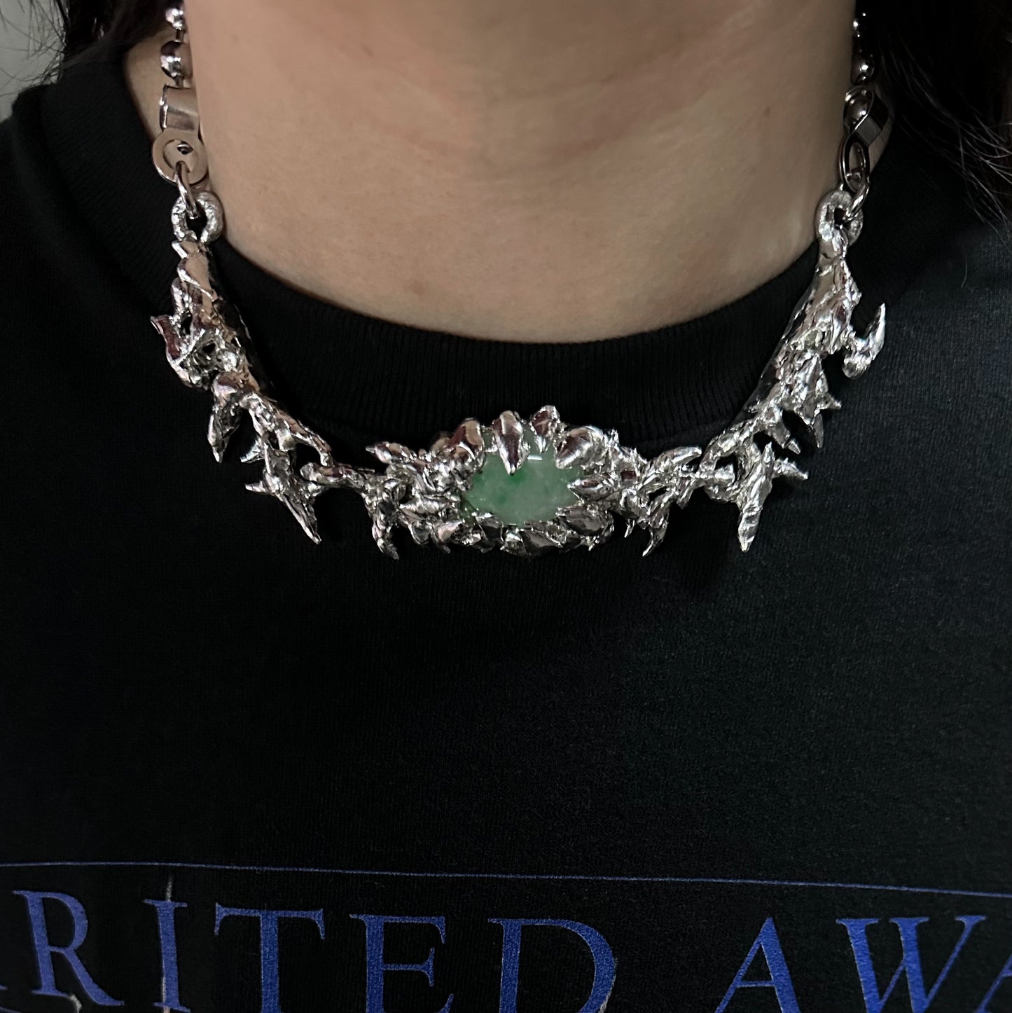 Soldered jade thrones necklace