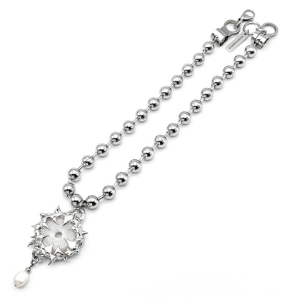 Soldered white pendant pearl drop ball chain necklace