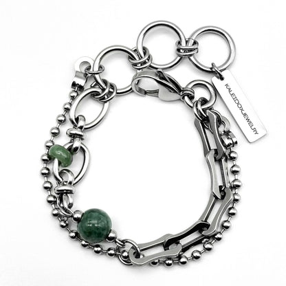 Jade bead & ring ball chain bracelet