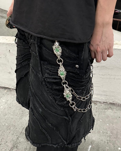 Soldered triple jade trousers chain