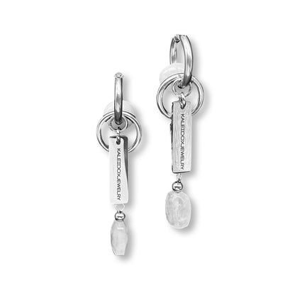 Crystal drop and ring earrings (white)