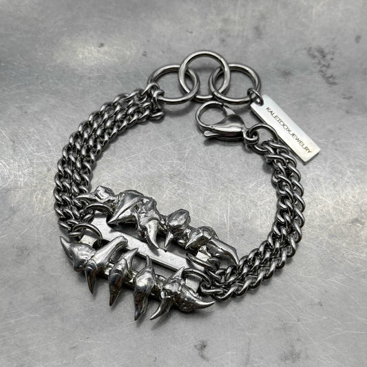 Soldered spiky double chain bracelet