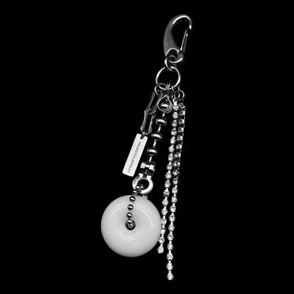 White pendant logo plate keychain