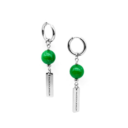 XL size jade bead earrings