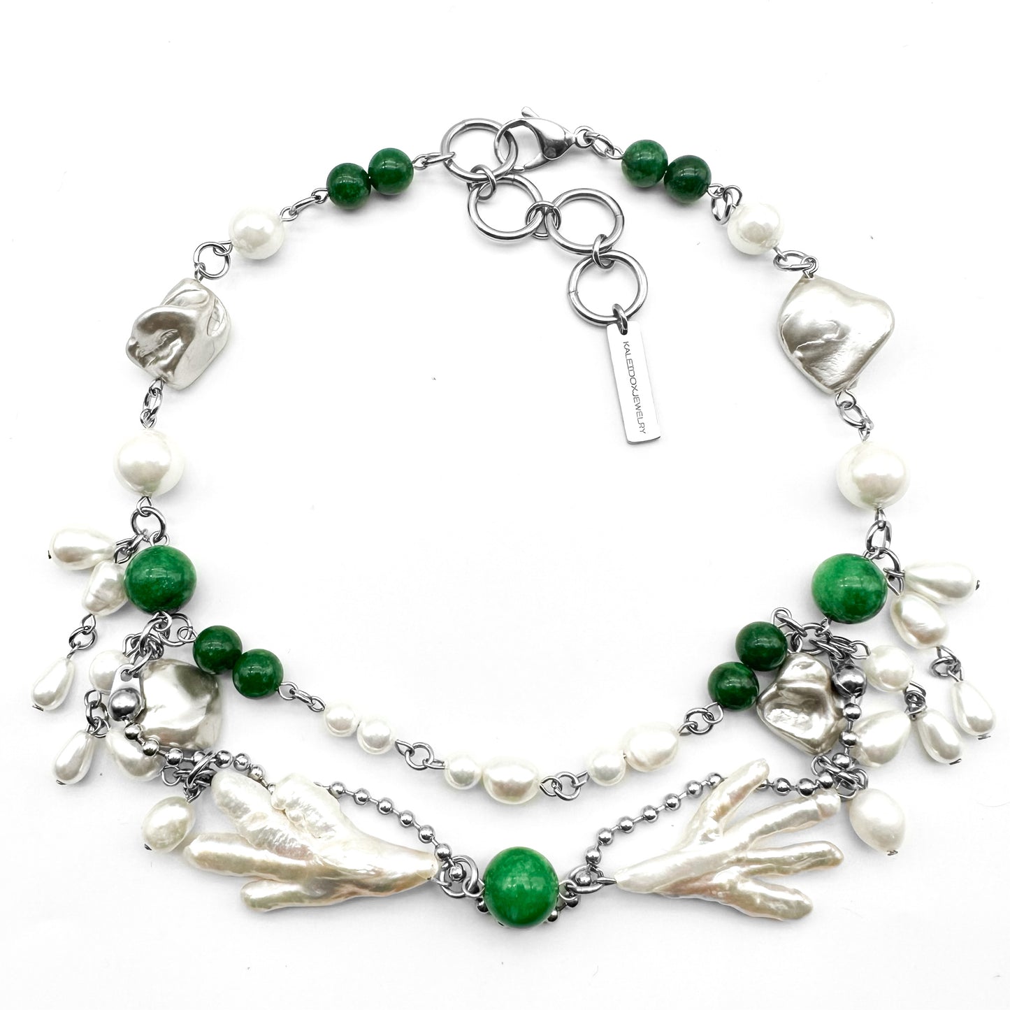 Pearl & jade beads necklace