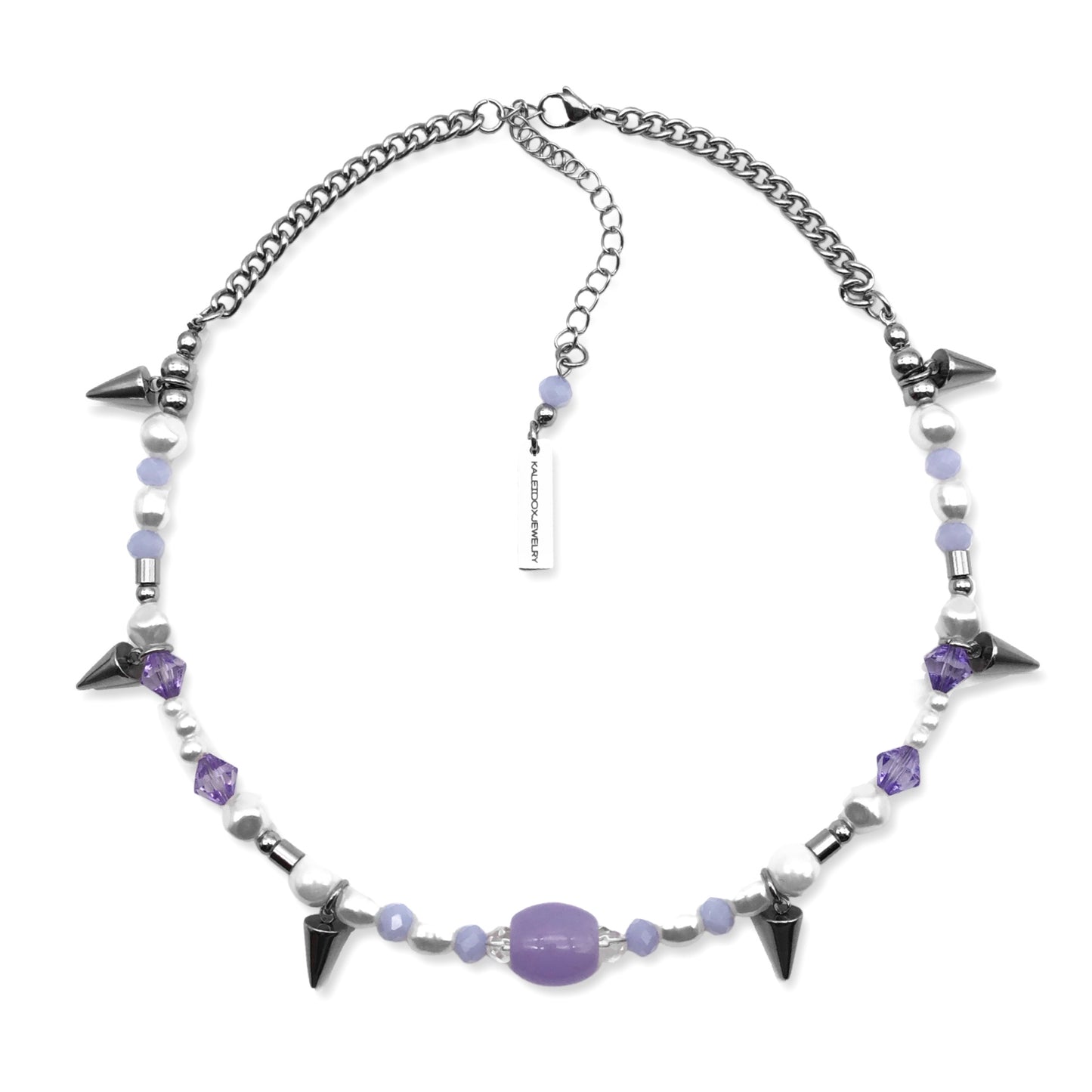 Purple jade & spikes necklace