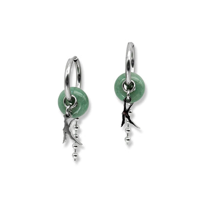 K logo ball chain jade earrings