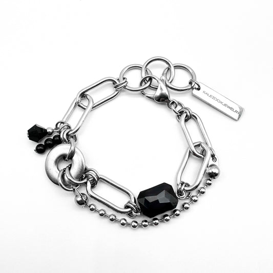 Black circle ball chain bracelet