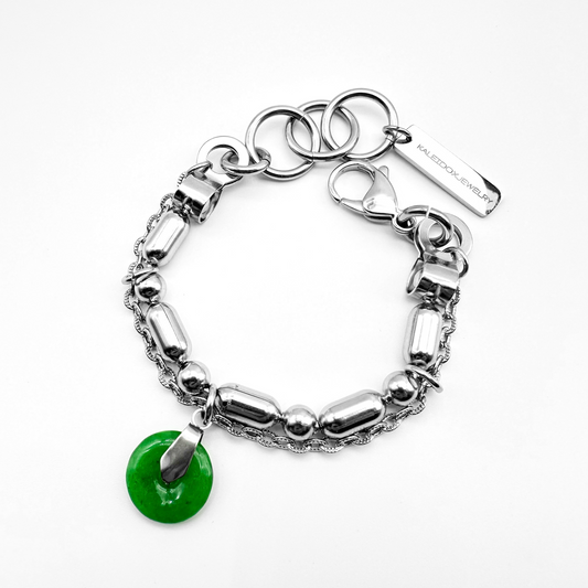 Jade pendant double chain bracelet 01