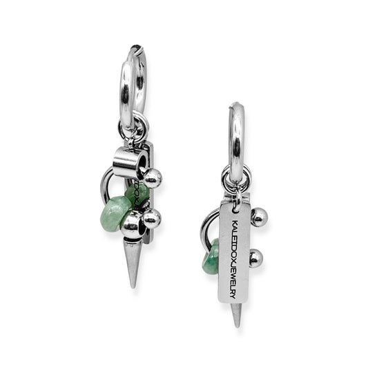 Logo Piercing little jade & spike earrings