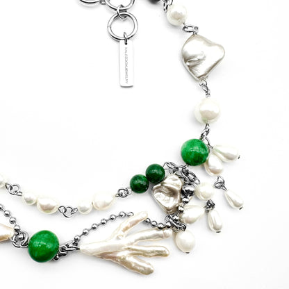 Pearl & jade beads necklace