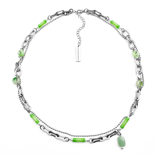 Green crystal & green stick necklace