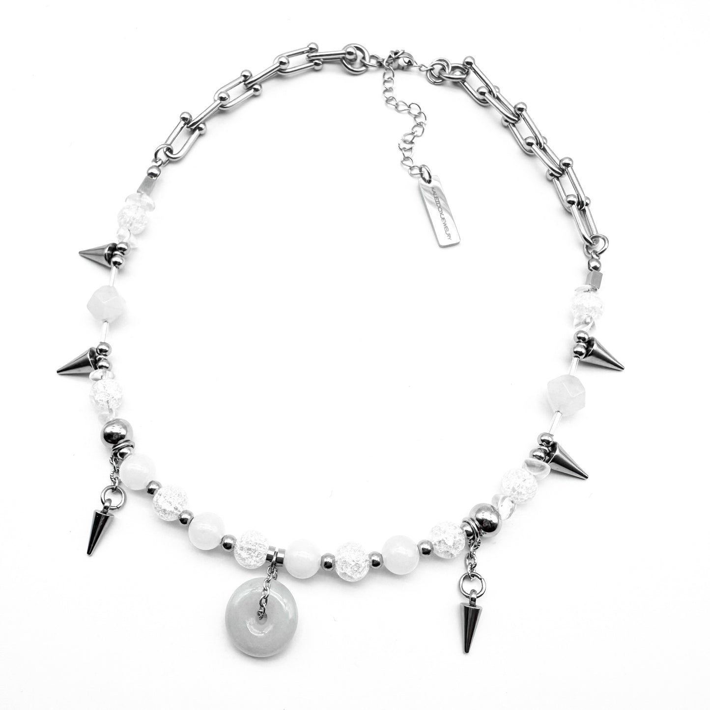 White jade & spikes necklace