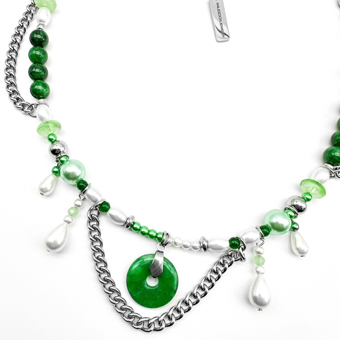 Jade pendant pearl teardrop necklace