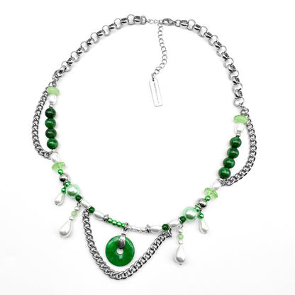 Jade pendant pearl teardrop necklace