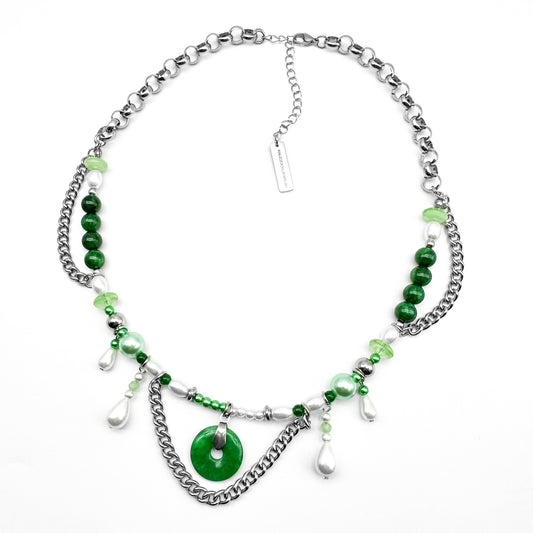 Jade pendant pearl teardrop necklace