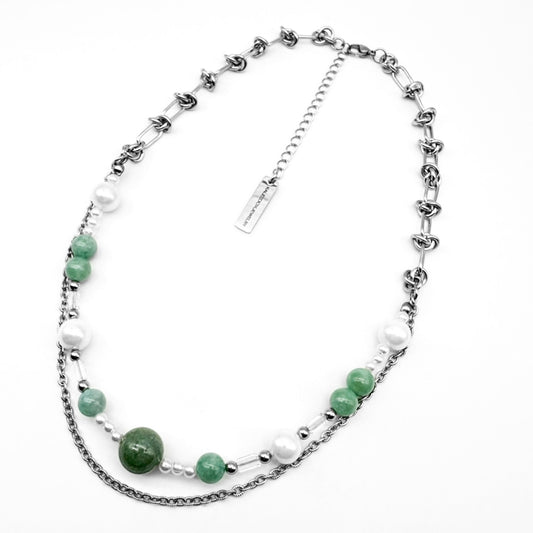 XL Jade beads chain necklace