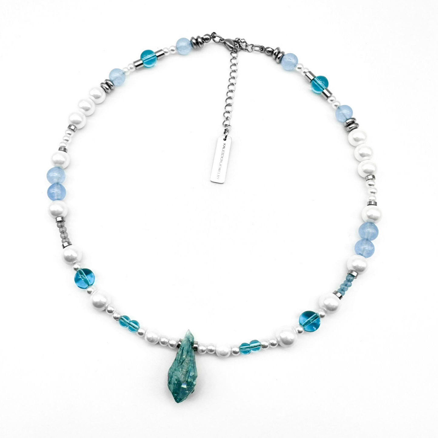 Blue crystal beads necklace