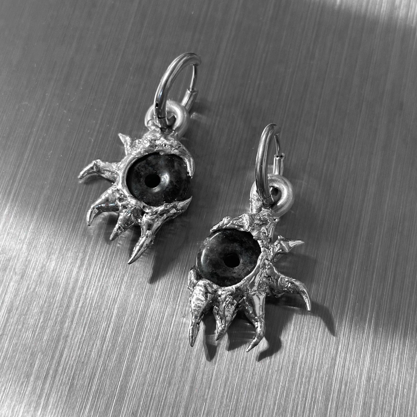 Soldered Spiky grey earrings