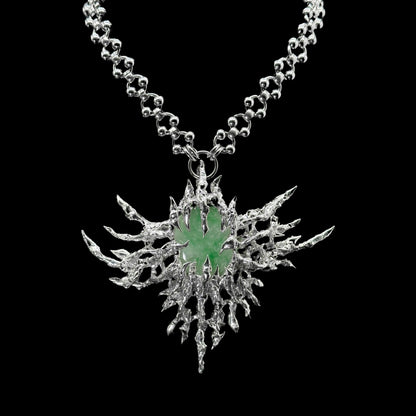 Soldered jade spiky necklace 01