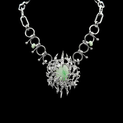 Soldered jade spiky necklace 02