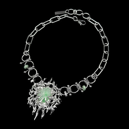 Soldered jade spiky necklace 02