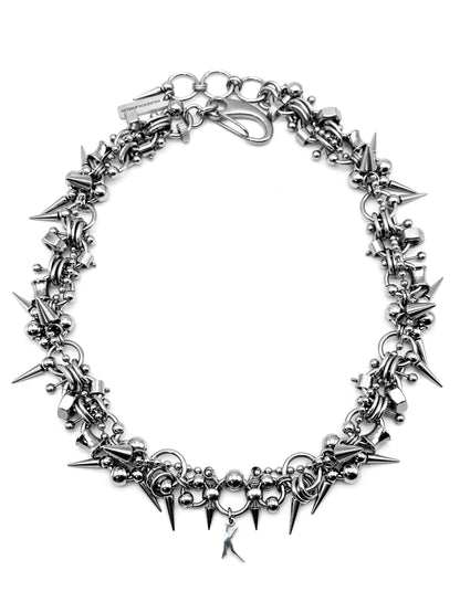 K logo pierced spiky necklace