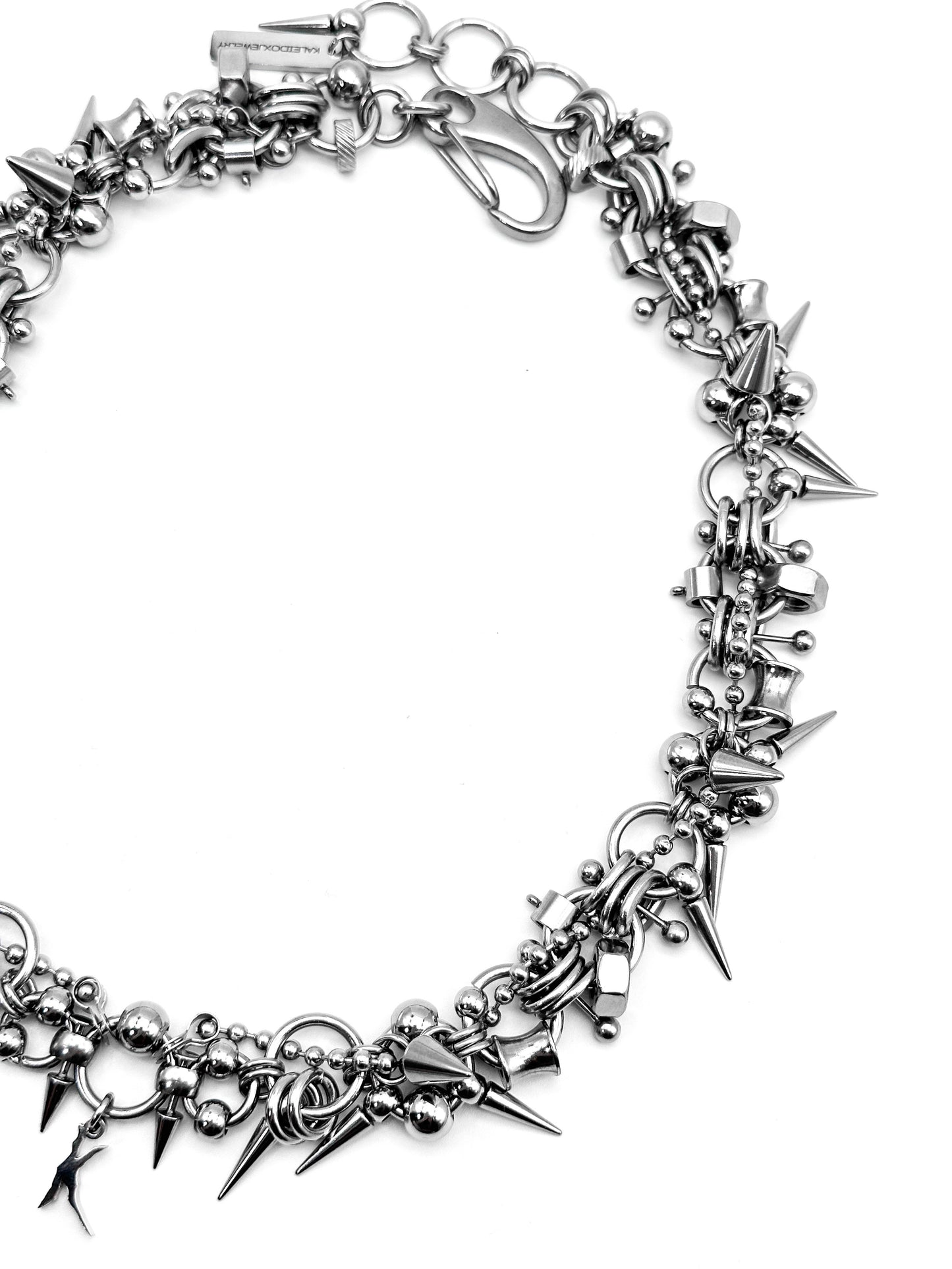 K logo pierced spiky necklace