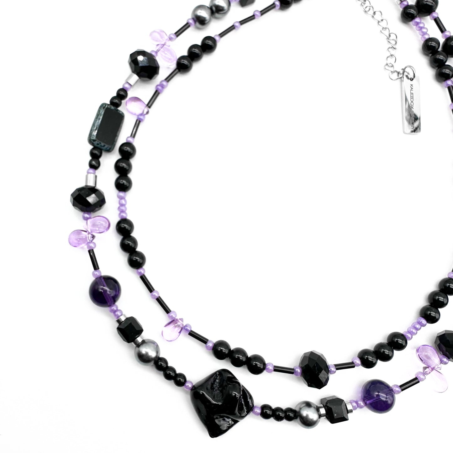 Black pearl beads & purple beads necklace