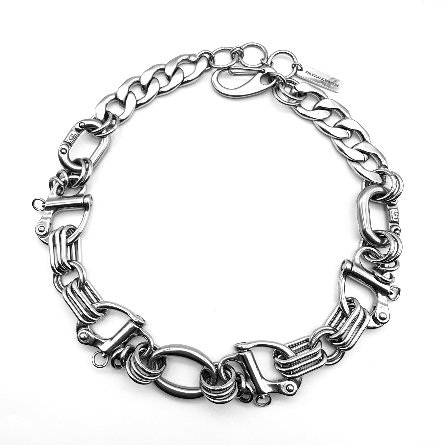 Stainless steel splice fitting & snap shackle necklace