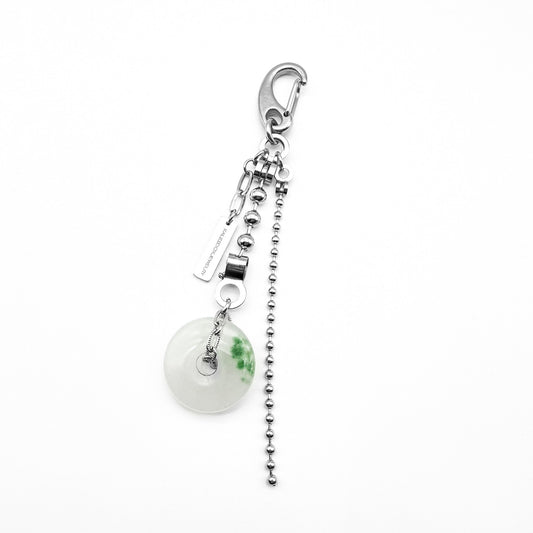 Jade pendant logo plate ball chain keychain