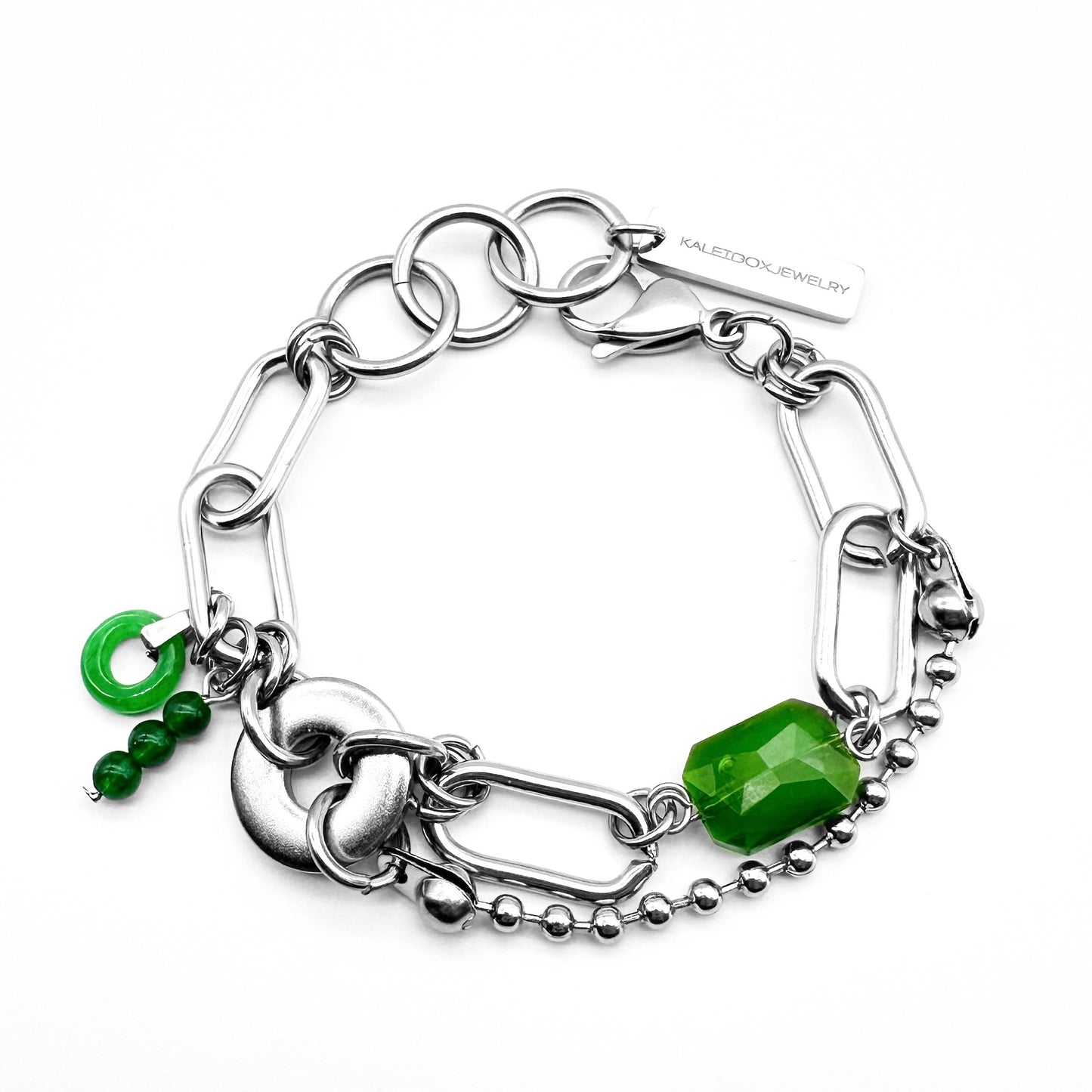 Green circle ball chain bracelet