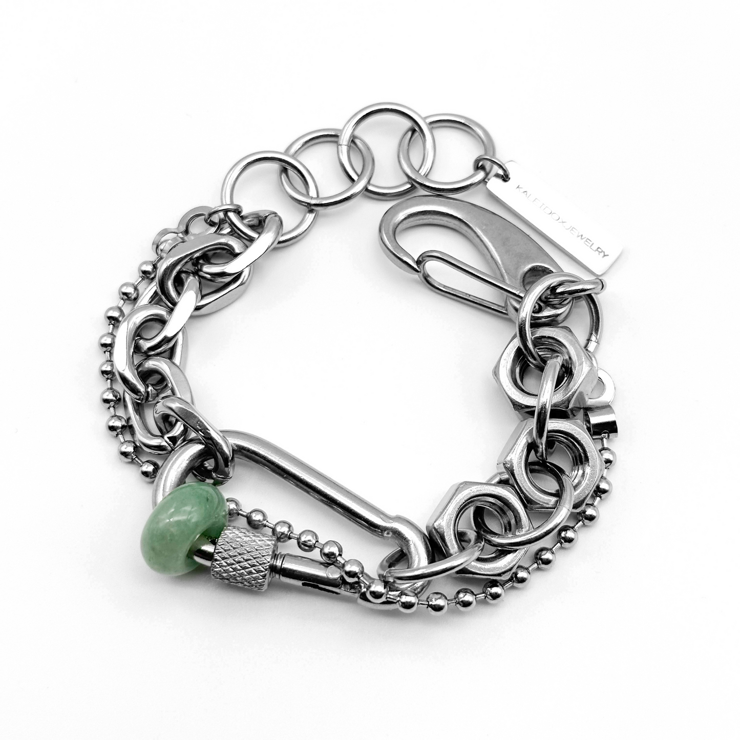 Jade snap hook ball chain bracelet