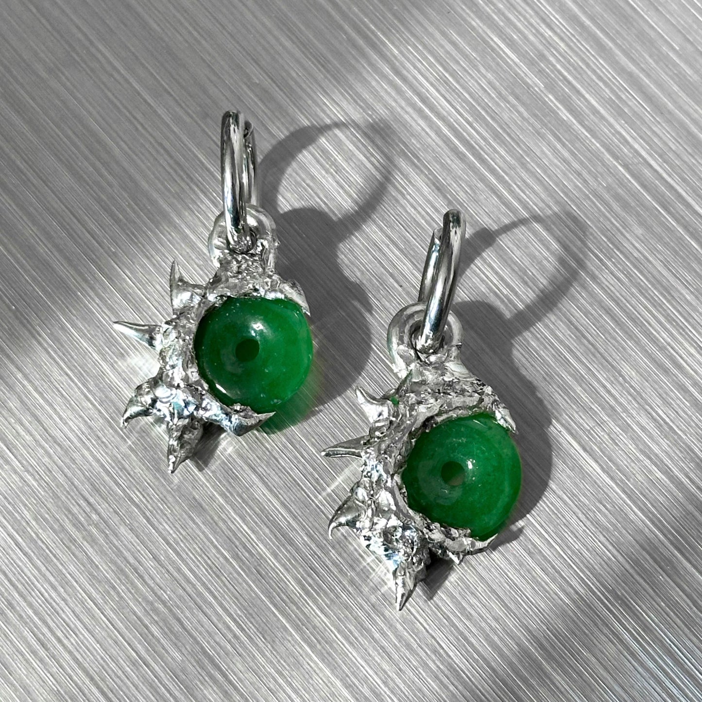 Soldered jade earrings