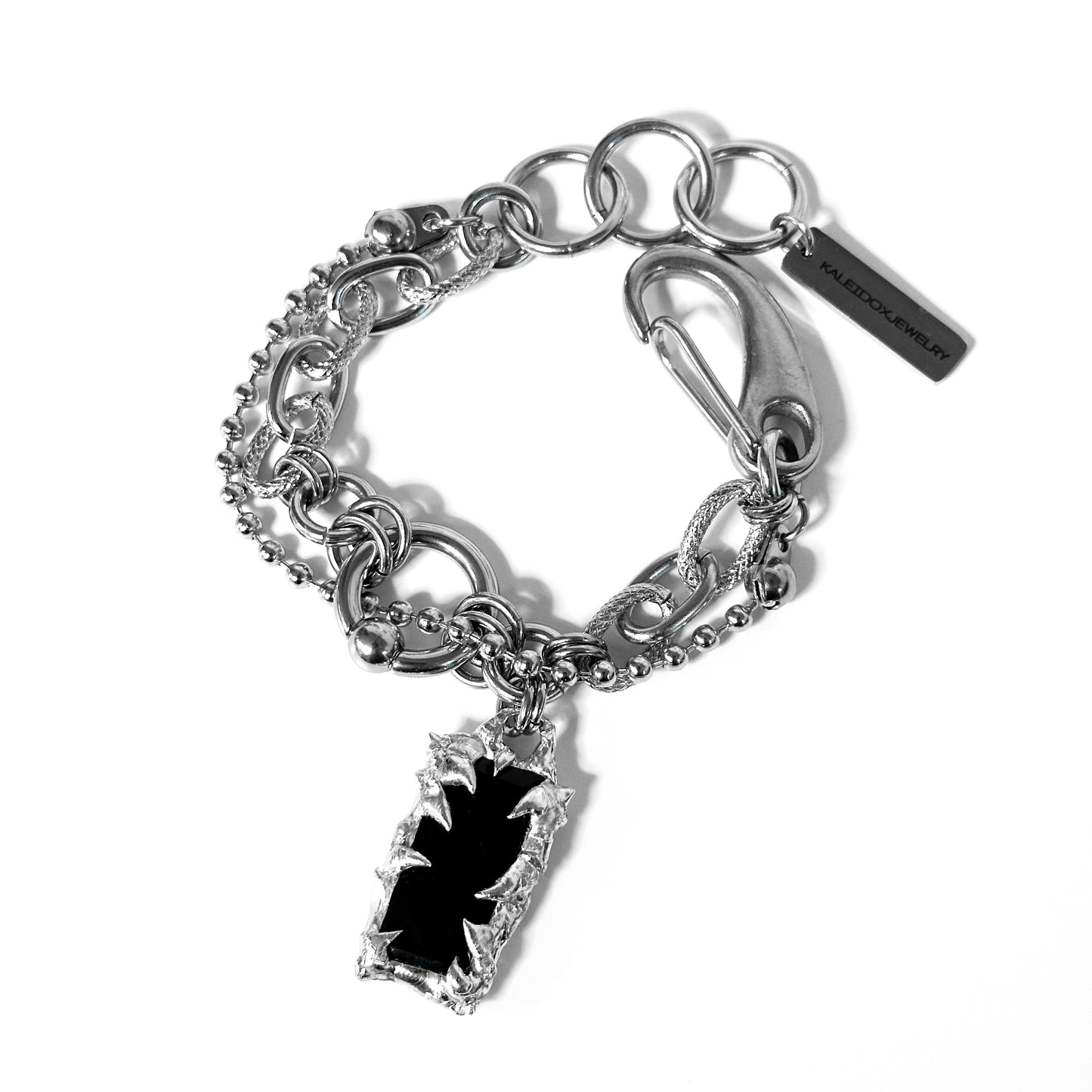 Soldered black stone piercing bracelet