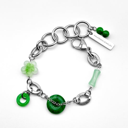 Jade pendant flower bead bracelet