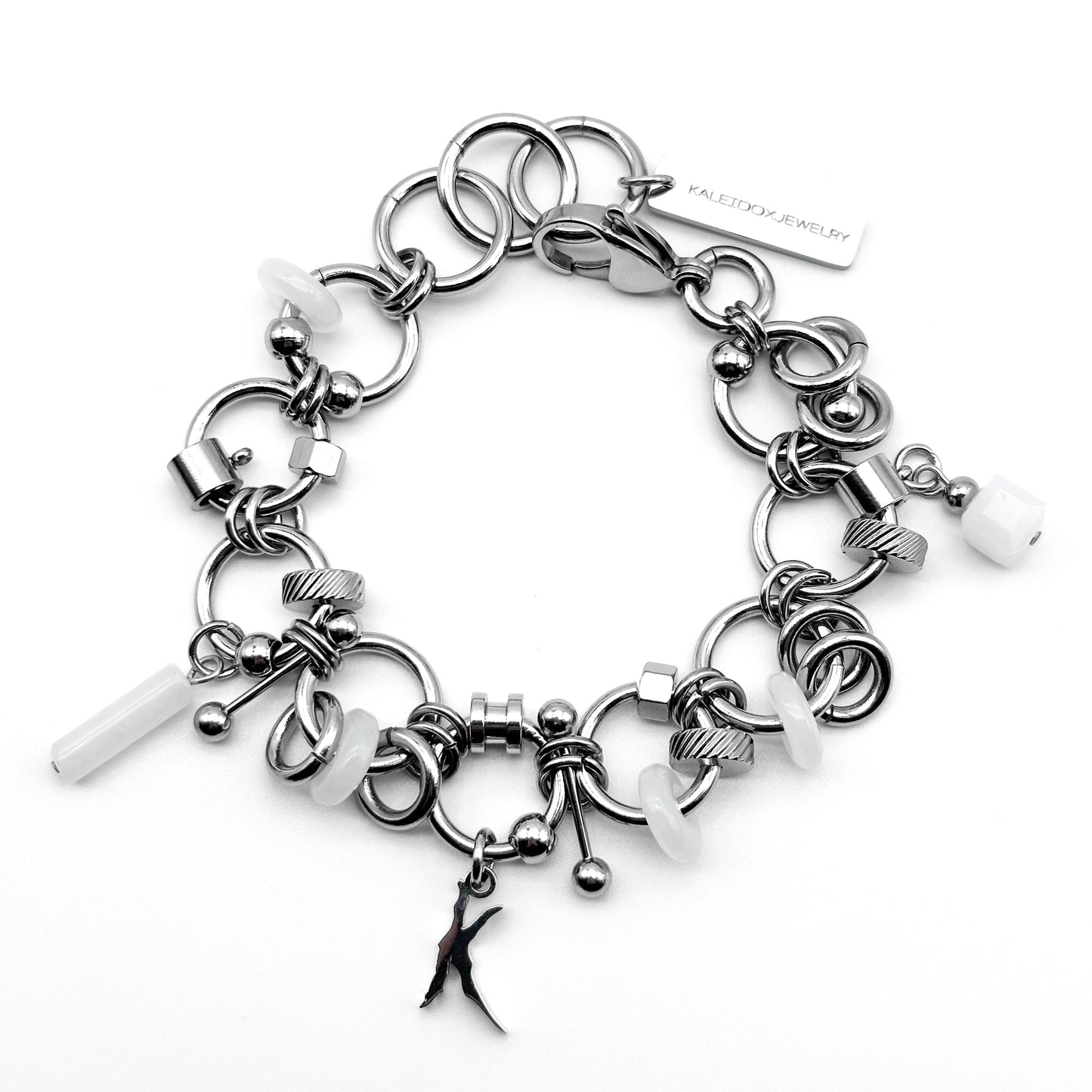 K logo piercings bracelet (white)