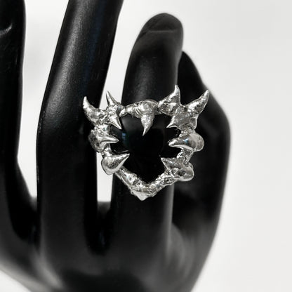 Soldered black heart ring