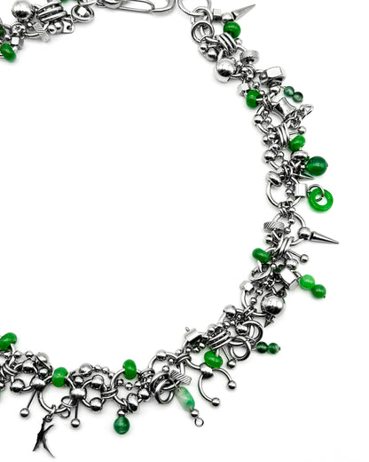 k logo piercings necklace (Green version)