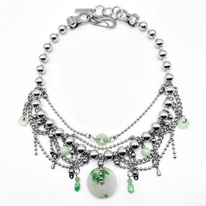 Jade ball chain chain drop necklace