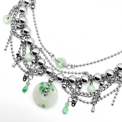 Jade ball chain chain drop necklace