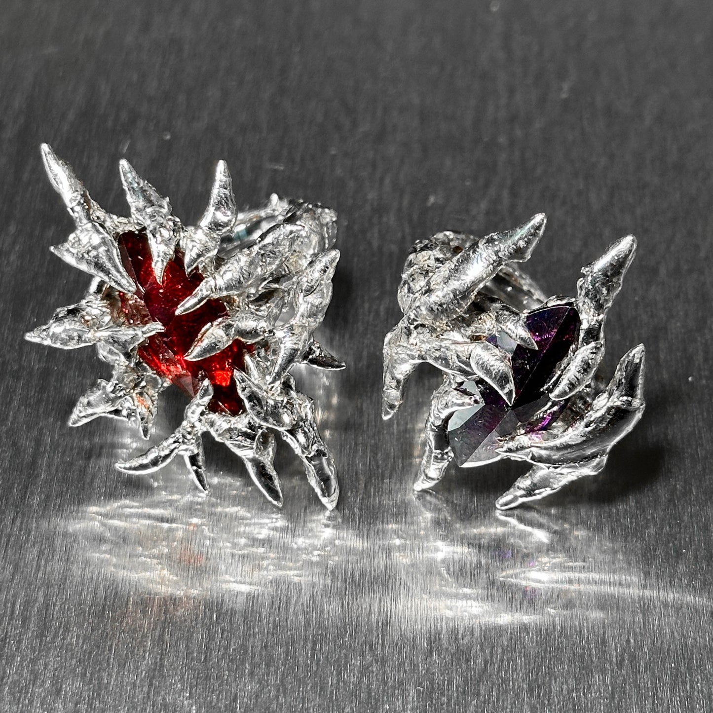 Soldered gem spiky ring